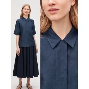 COS Boxy Linen-Shirt With Folded Sleeves Size 2